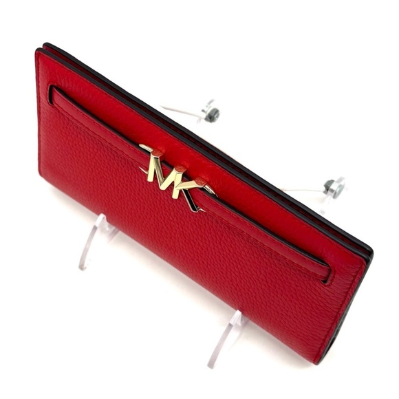 Michael Kors Reed Large Snap Bifold Wallet Bright Red - Picture 7 of 9